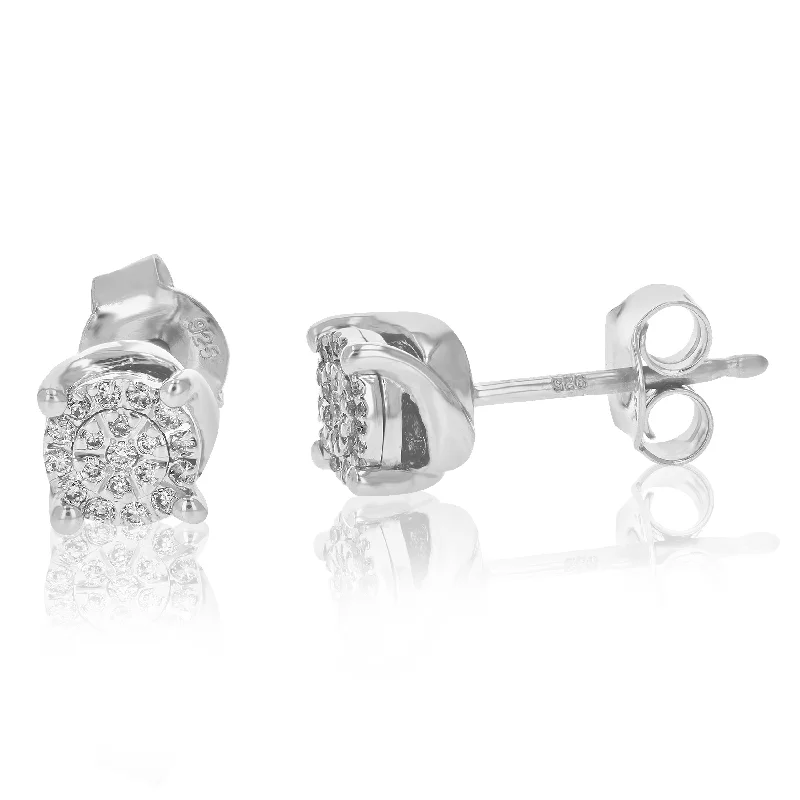 Leverback Stud Earrings for Comfort -1/8 cttw Round Cut Lab Grown Diamonds Stud Earrings .925 Sterling Silver Prong Setting