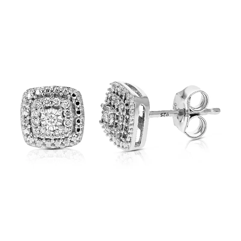 Stud Earrings with Polished Shine -1/8 cttw Round Lab Grown Diamond Stud Earrings for Her .925 Sterling Silver Prong Settings