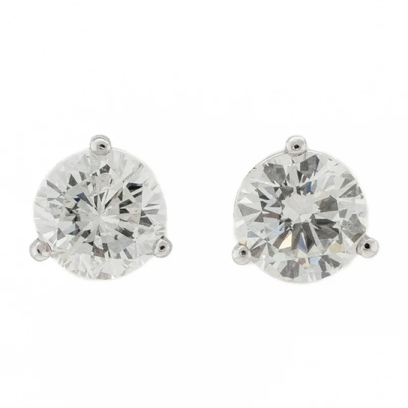 Stud Earrings for Beach Outfit -1.80ctw Round Diamond I/SI2 Solitaire Stud Earrings in 14K White Gold