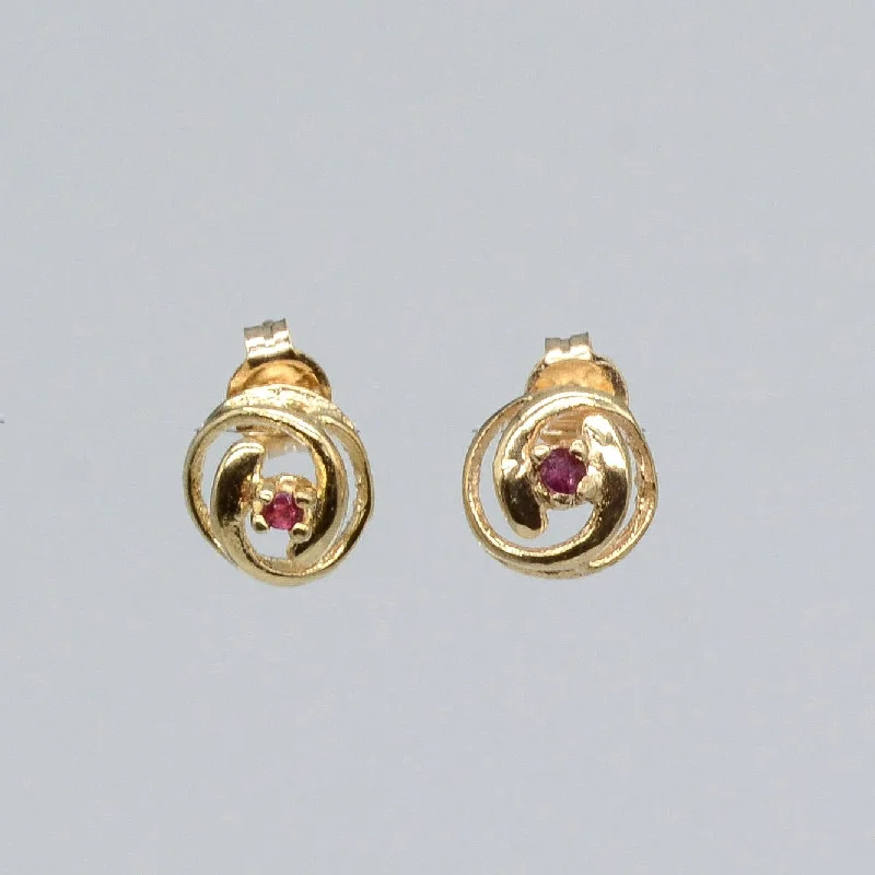 Stud Earrings with Crystals -Ruby Spiral Stud Earrings | 0.04ctw |