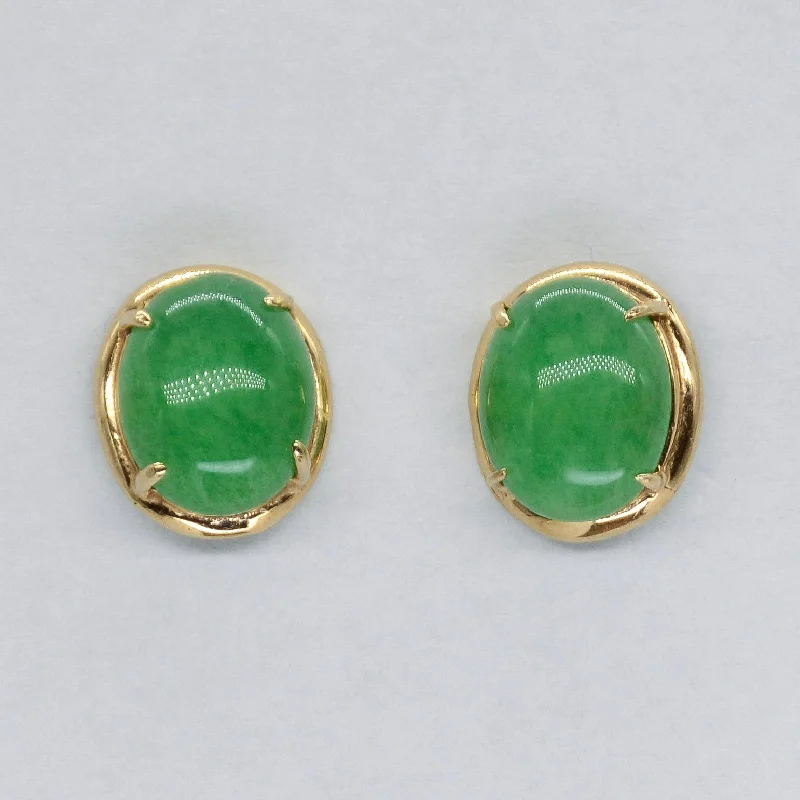 Stud Earrings with Filigree -Dyed Green Quartzite Stud Earrings | 3.50ctw |