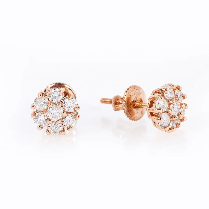 Magnetic Closure Drop Earrings for Easy -14K Rose Gold Unisex Earrings with 0.48 CT Diamond