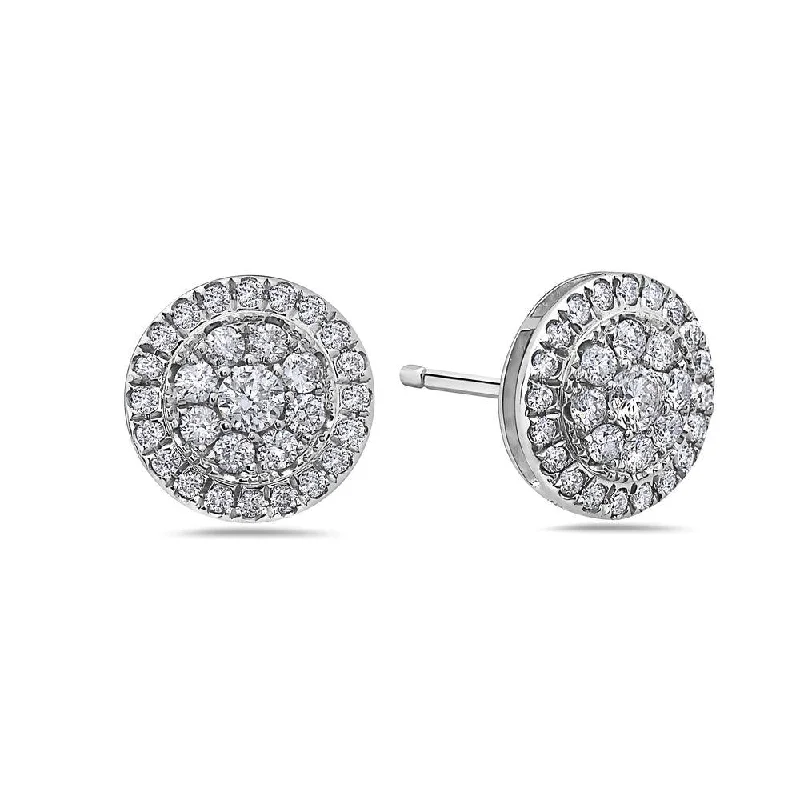 Drop Earrings with Star Motifs -14K White Gold Ladies Earrings With 1.07 CT Diamonds