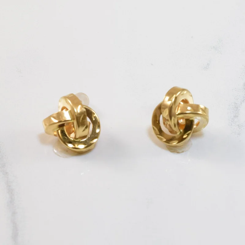 Silver Stud Earrings for Men -Yellow Gold Hollow Knot Stud Earrings |