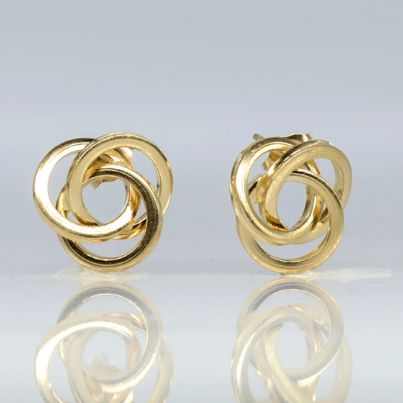 Stud Earrings for Concert Look -Yellow Gold Interwoven Stud Earrings |