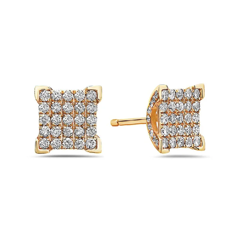 Drop Earrings with Symbolic Elements -14K Yellow Gold Ladies Earrings With 1.21 CT Diamonds