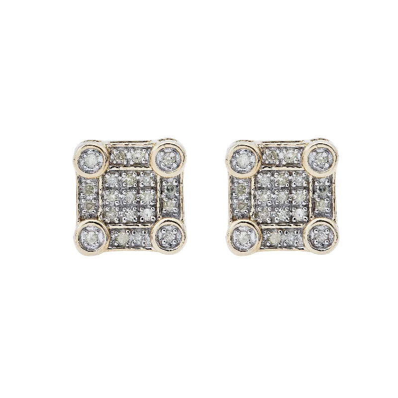 Drop Earrings for Beach Outfit -10K GOLD SQUARE EARRINGS WITH 0.23 CTW DIAMONDS