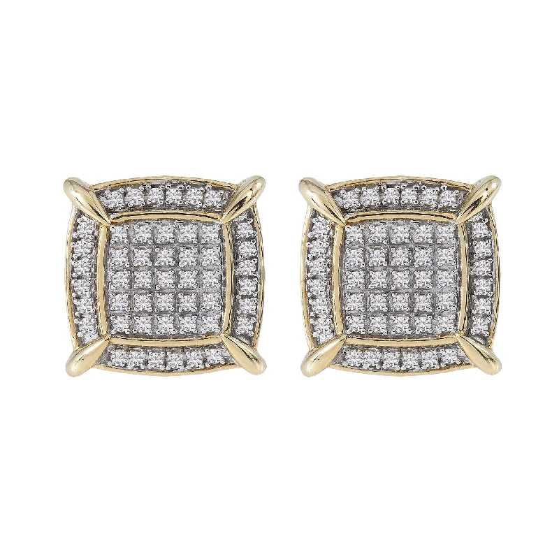 Drop Earrings for Formal Attire -10K Yellow Gold Unisex Earrings with 0.61 CT Diamond