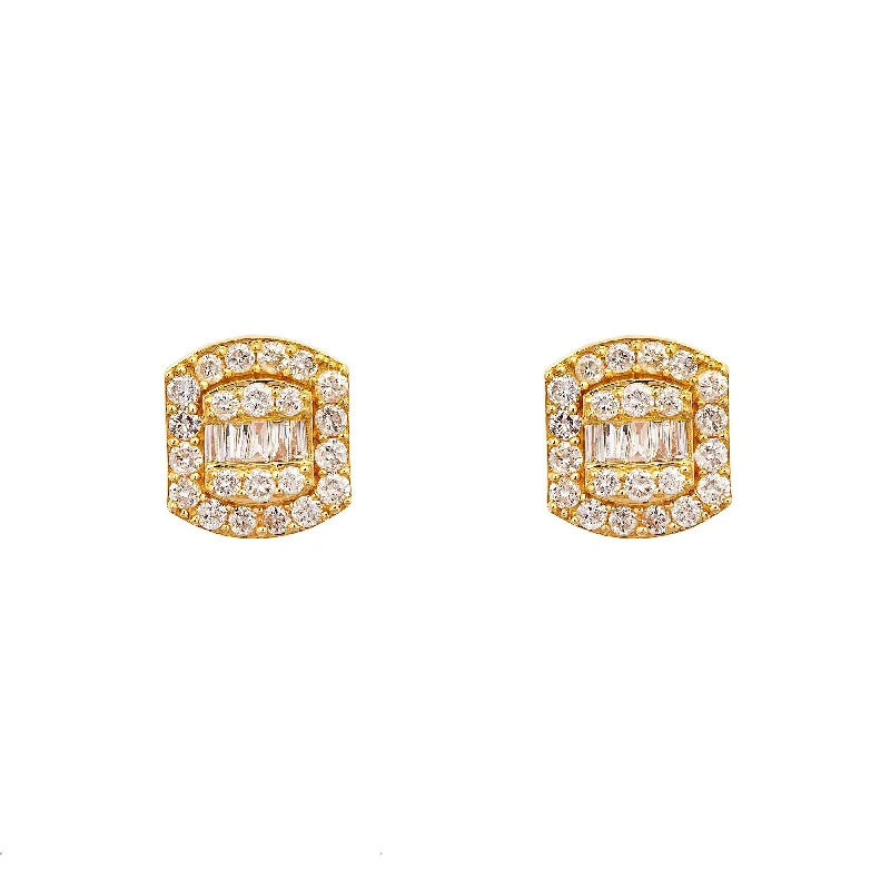 Lead Free Drop Earrings for Health -14K Yellow Gold Unisex Earrings with 0.77 CT Diamonds