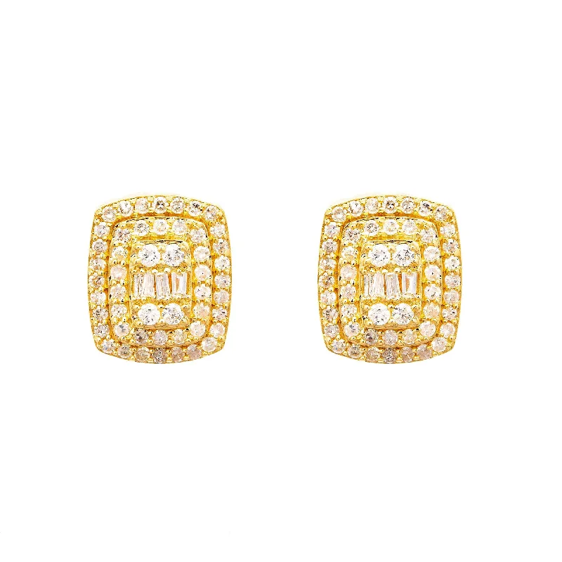 Indian Drop Earrings with Intricacy -14K Yellow Gold Unisex Earrings with 0.88 CT Diamonds