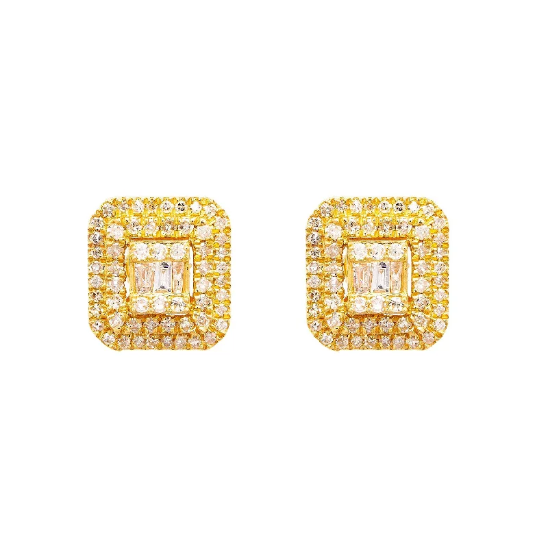 African Drop Earrings with Culture -14K Yellow Gold Unisex Earrings with 1.05 CT Diamonds