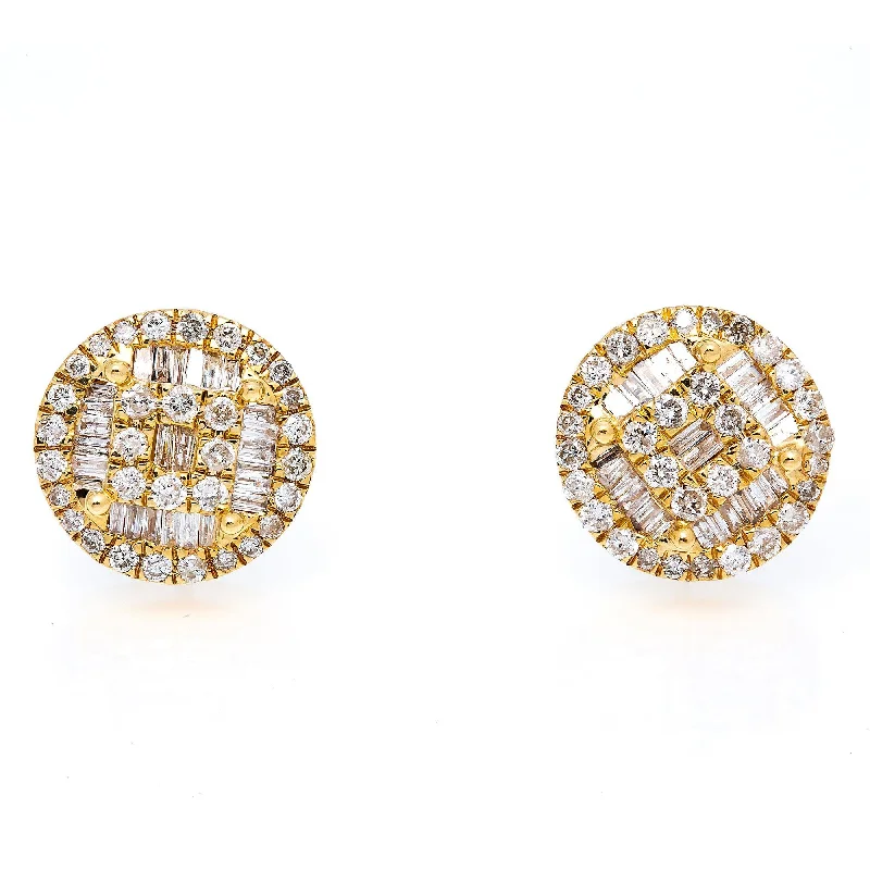 Hippie Drop Earrings with Beads -14K Yellow Gold Diamond Round Earrings with 1.21 CT