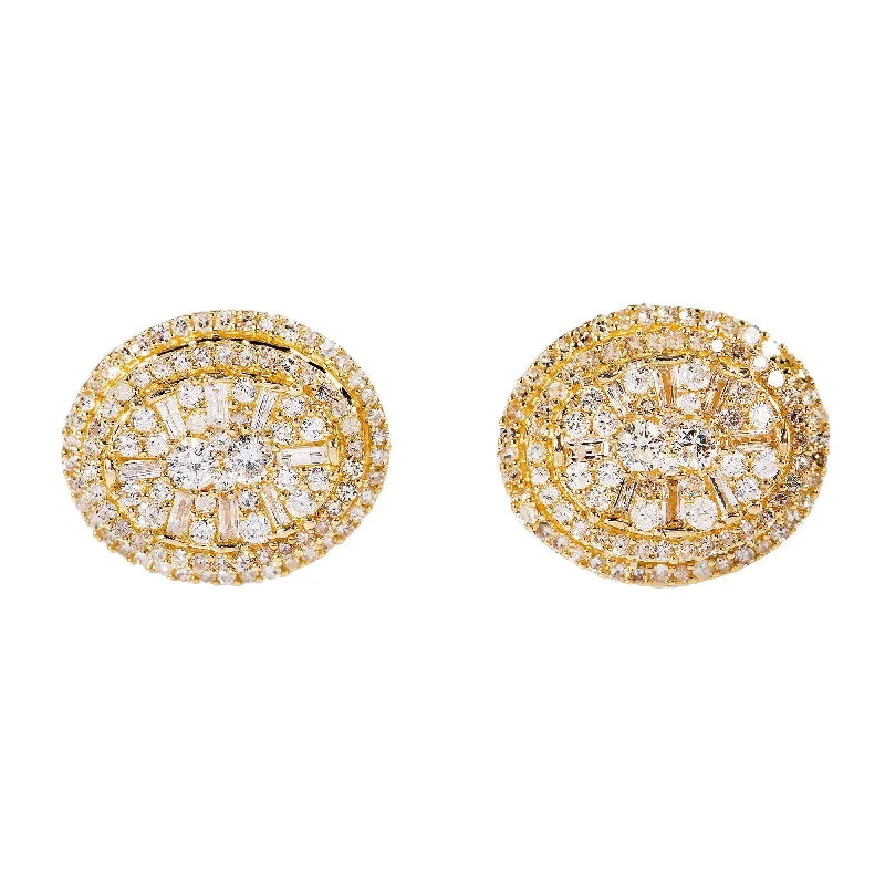 Drop Earrings with Enamel Coating -14K Yellow Gold Earrings With 1.39 CTW Diamonds