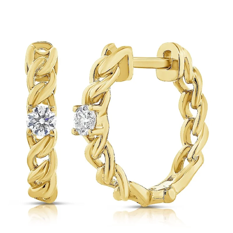 Stud Earrings for Engagement Party -14k YG 1.92GR HUGGIE EARRINGS WITH 2 ROUND DIAMONDS 0.12C