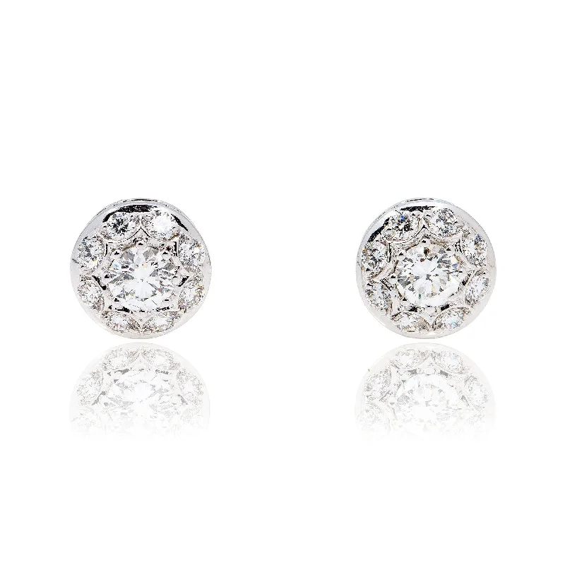 Lightweight Drop Earrings for All Day -18K White Gold Unisex Earrings With Round Shape 1.19 CT Diamonds