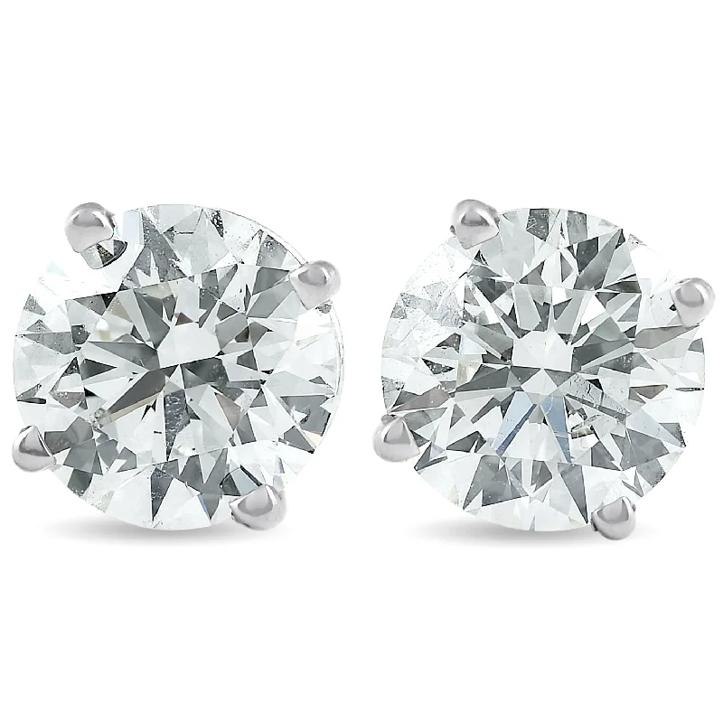 Punk Stud Earrings with Spikes -2 Carat Round Lab Grown Diamond Studs 14K White Gold With Screw Backs