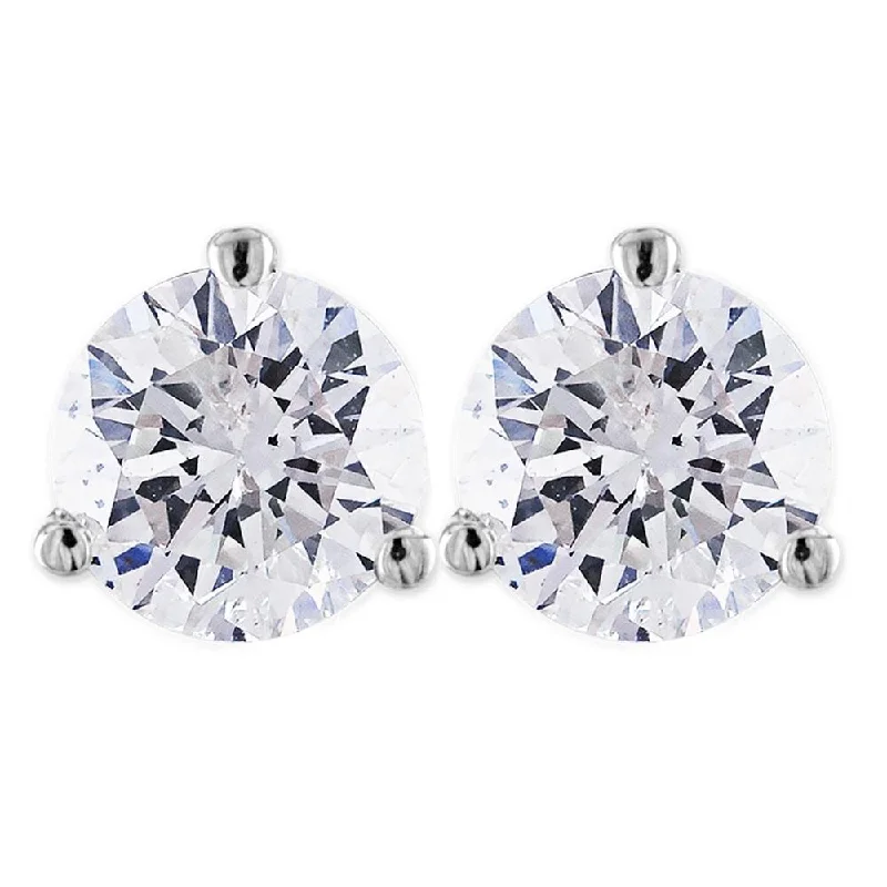 Stud Earrings for Beach Outfit -2 ct Round Solitaire Diamond Martini Studs 14k White Gold With Screw Backs