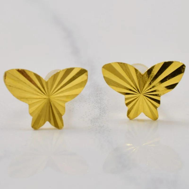 Stud Earrings for Party Look -24k Yellow Gold Butterfly Stud Earrings |