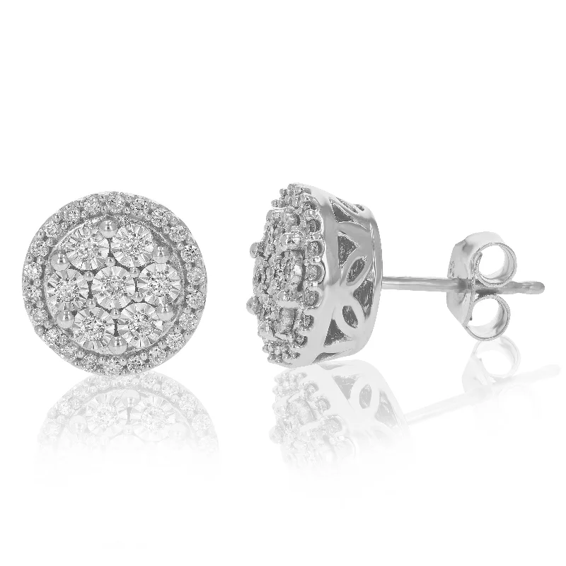 Heavy Duty Stud Earrings for Durability -3/8 cttw Lab Grown Diamond Stud Earrings Made In 925 Sterling Silver Round Cut Prong Setting