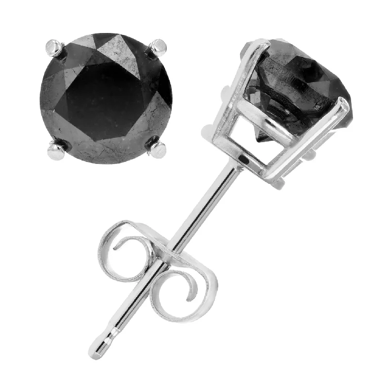 Gemstone Stud Earrings for Color -5 cttw Black Diamond Stud Earrings .925 Sterling Silver Round with Push Backs