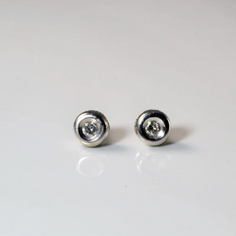 Screw Back Stud Earrings for Security -Bezel Set Diamond Stud Earrings | 0.14ctw |