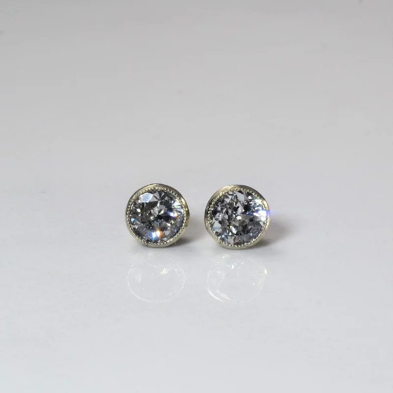 Silver Stud Earrings for Men -Art Deco Diamond Stud Earrings | 0.86ctw |