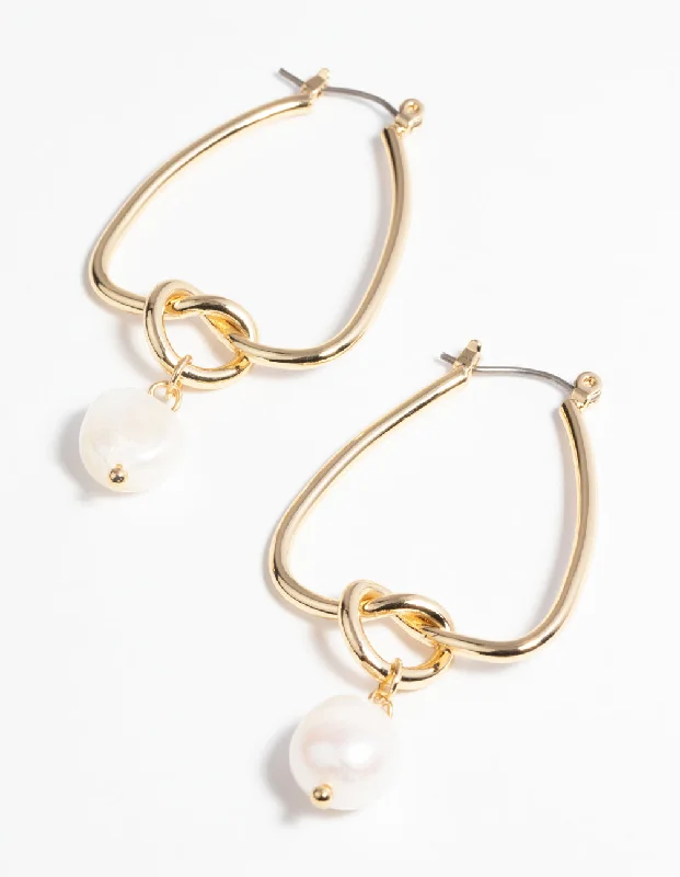 Drop Earrings for Festival Style -Gold Plated Statement Earrings with Freshwater Pearls