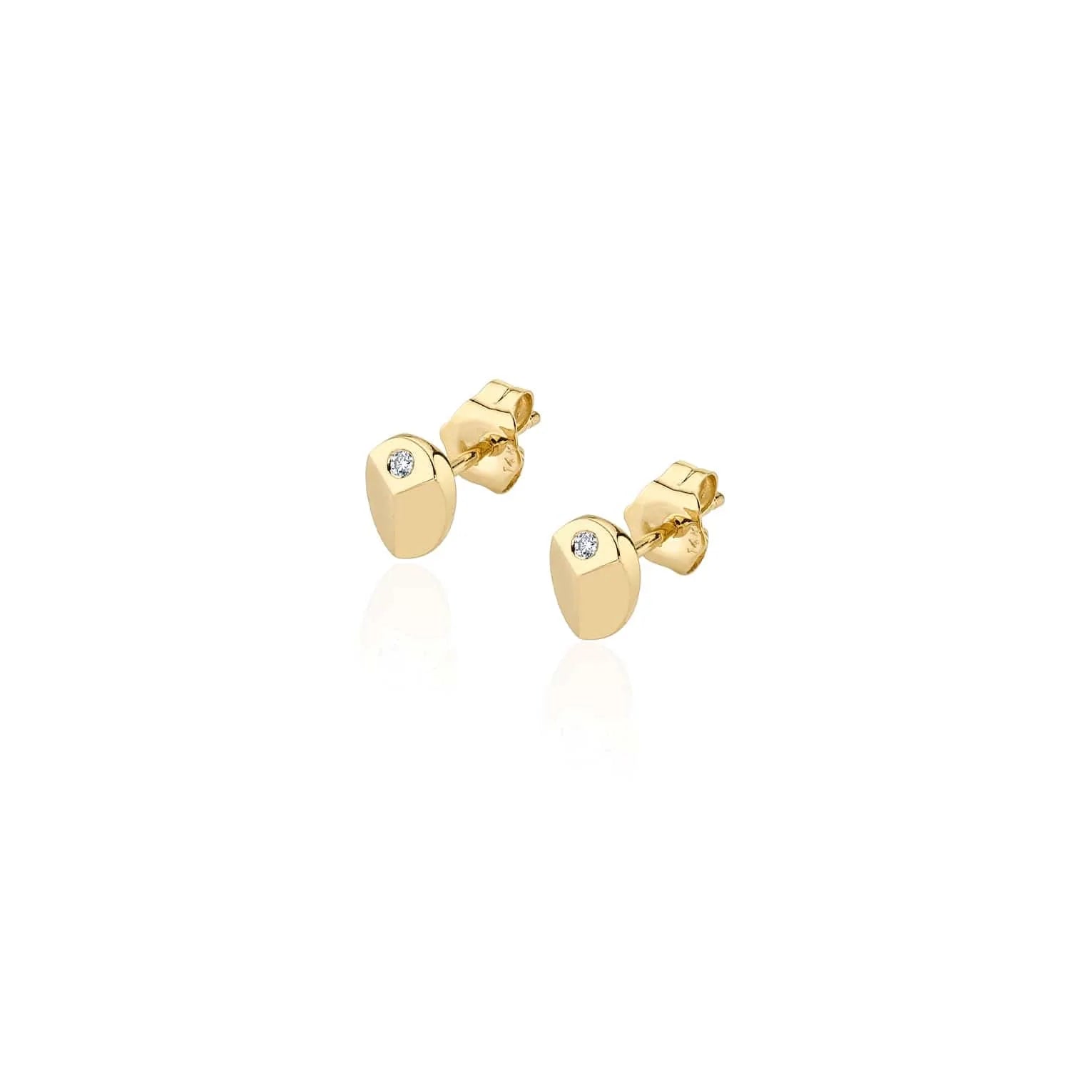 Drop Earrings with Etched Designs -Carve Stud with Diamonds