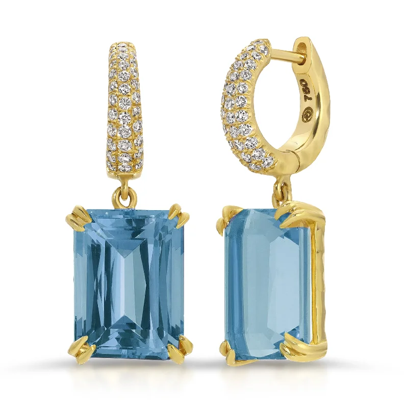 Drop Earrings for Wellness Routine -Charmed Pavé Micro Yana Hoop with Sky Blue Topaz