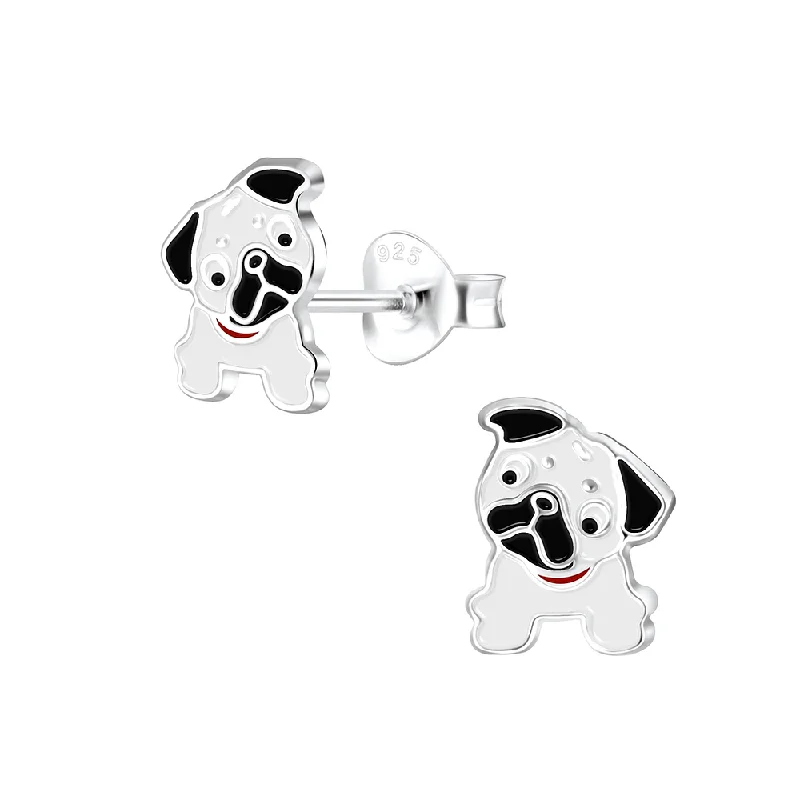 Stud Earrings for Travel Look -Children's Sterling Silver Bulldog Stud Earrings