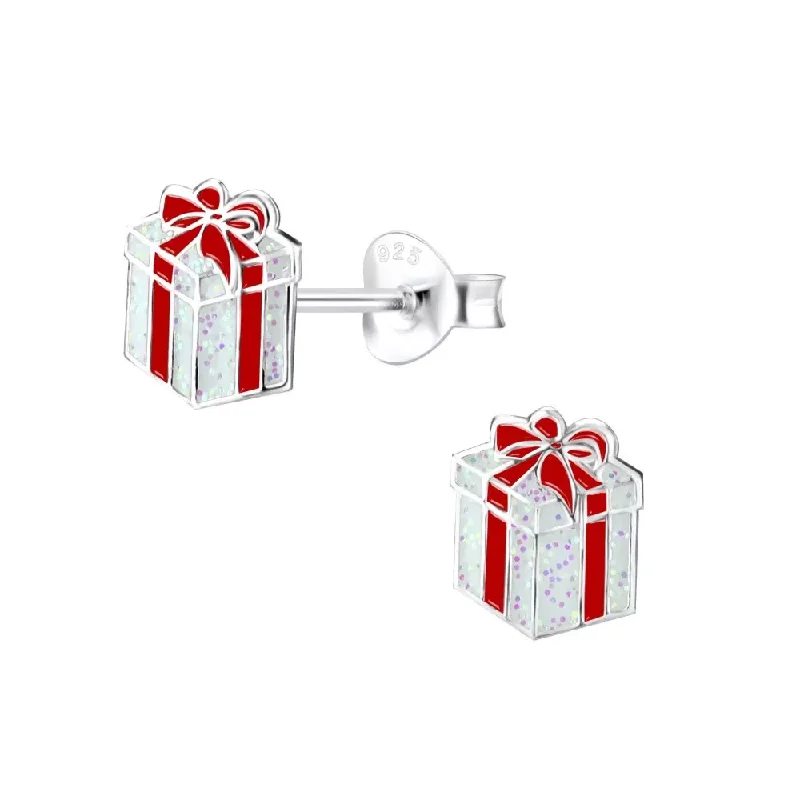 Lead Free Stud Earrings for Health -Children's Sterling Silver Christmas Present Stud Earrings