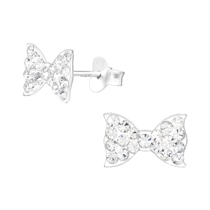 Star Shaped Stud Earrings for Charm -Children's Sterling Silver Crystal Bow Stud Earrings