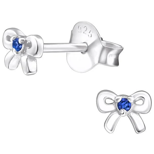 Stud Earrings for Mother's Day -Children's Sterling Silver 'September Birthstone' Bow Stud Earrings