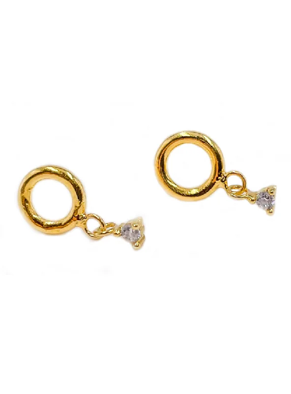 Rhinestone Drop Earrings for Sparkle -Circle with Hanging Stone