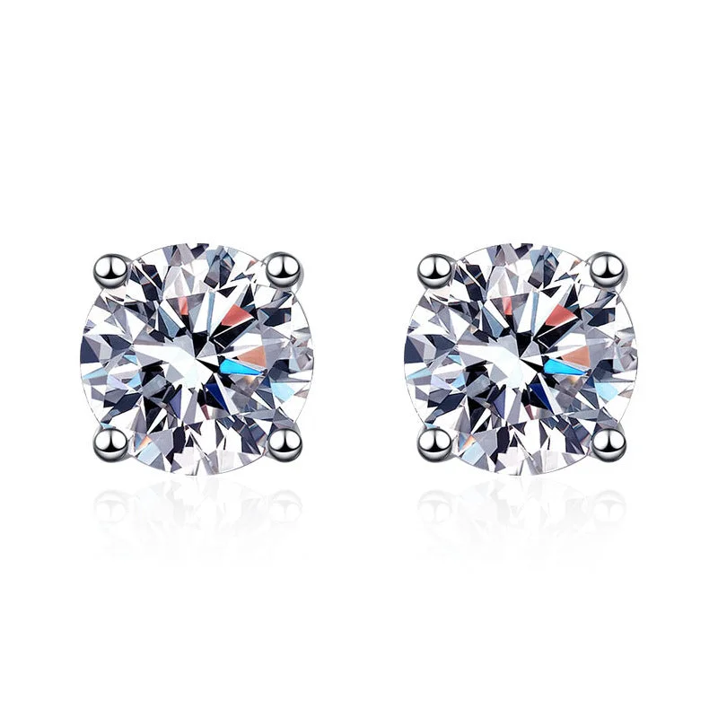 Stud Earrings for Wellness Routine -Classic Four Claw Moissanite Stud Earrings