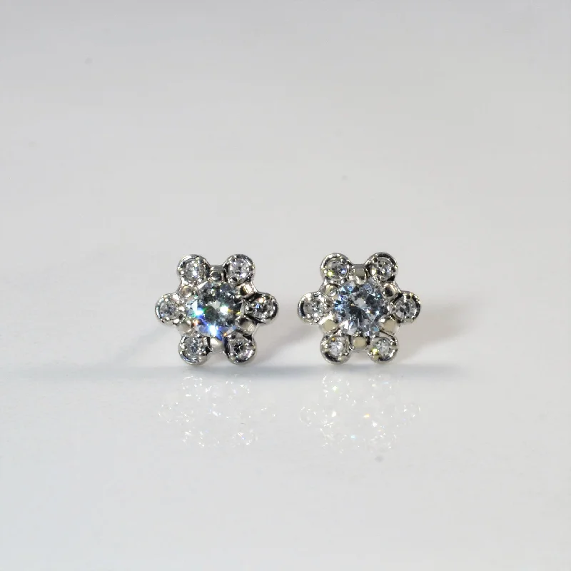 Large Stud Earrings for Statement -Cluster Diamond Stud Earrings | 0.62ctw SI1/2 G/H|