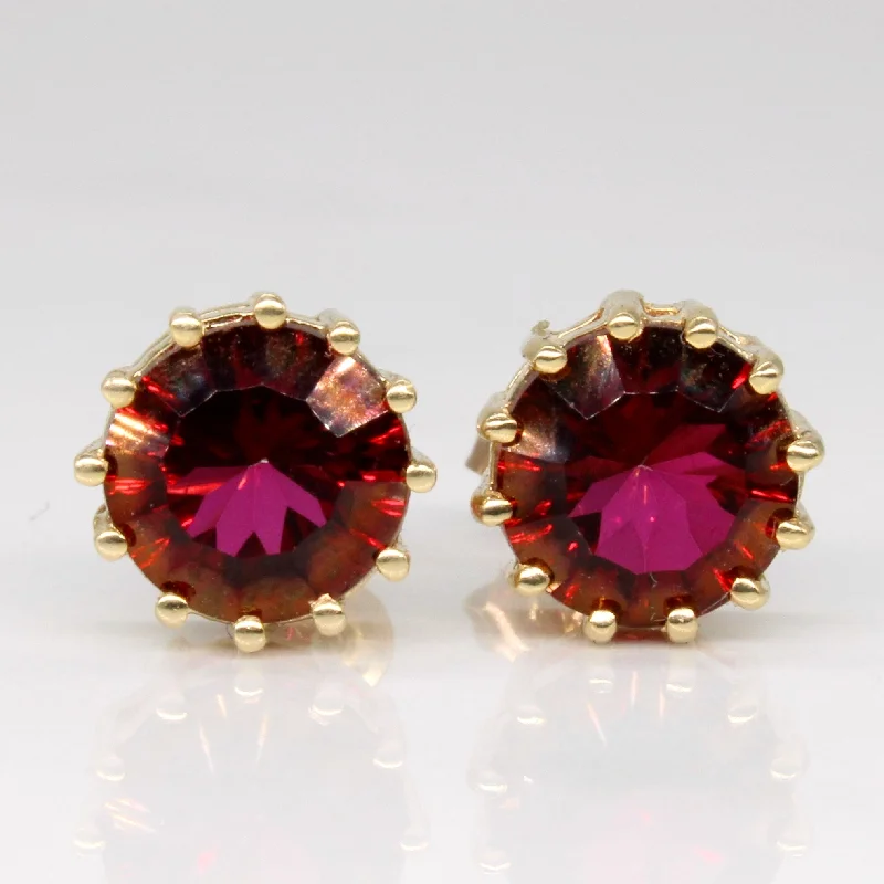 Stud Earrings for School Uniform -Coated Topaz Stud Earrings | 3.60ctw |