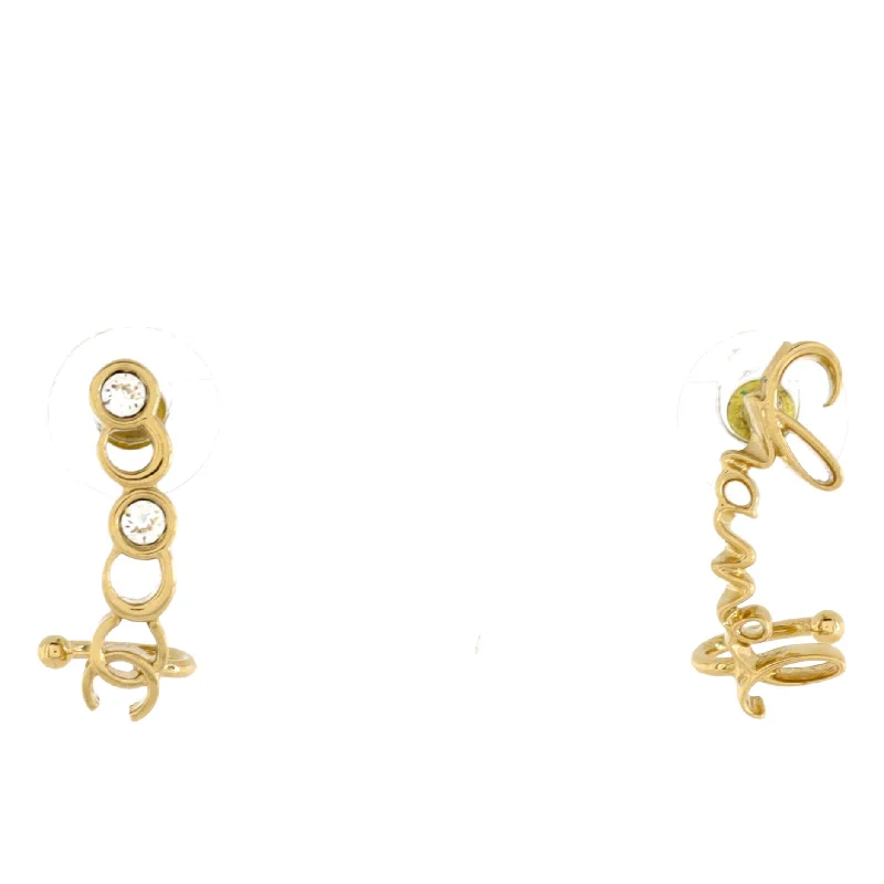 Stud Earrings for Yoga Session -Coco Script Climber Earrings Metal with Crystals