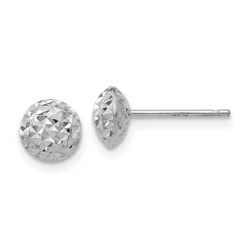 Small Stud Earrings for Delicate -Curata 14k White Gold Diamond-cut Round Puffed Post Stud Earrings(6mm) - Orange