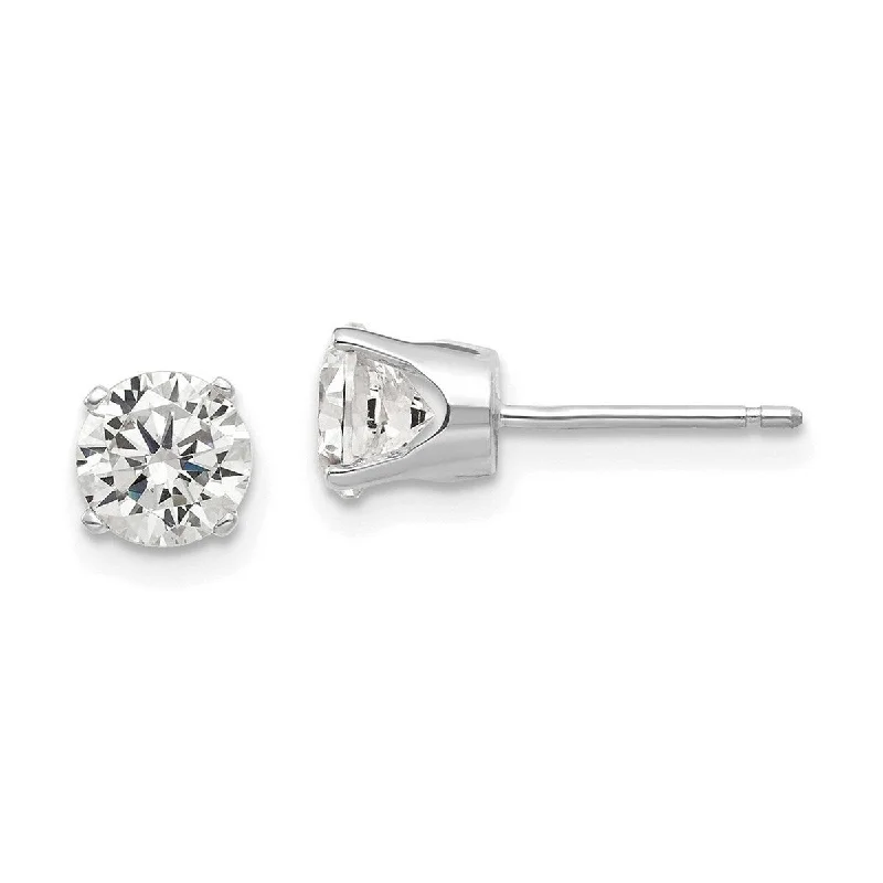 Stud Earrings for Work Attire -Curata 14k White Gold Polished Post Earrings 5.5mm Cubic Zirconia stud Earrings