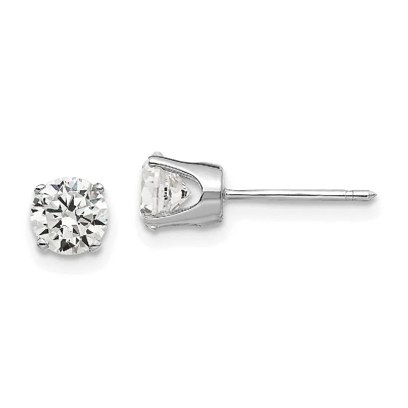 Stud Earrings with Knot Designs -Curata 14k White Gold Polished Post Earrings 5mm Cubic Zirconia Stud Earrings