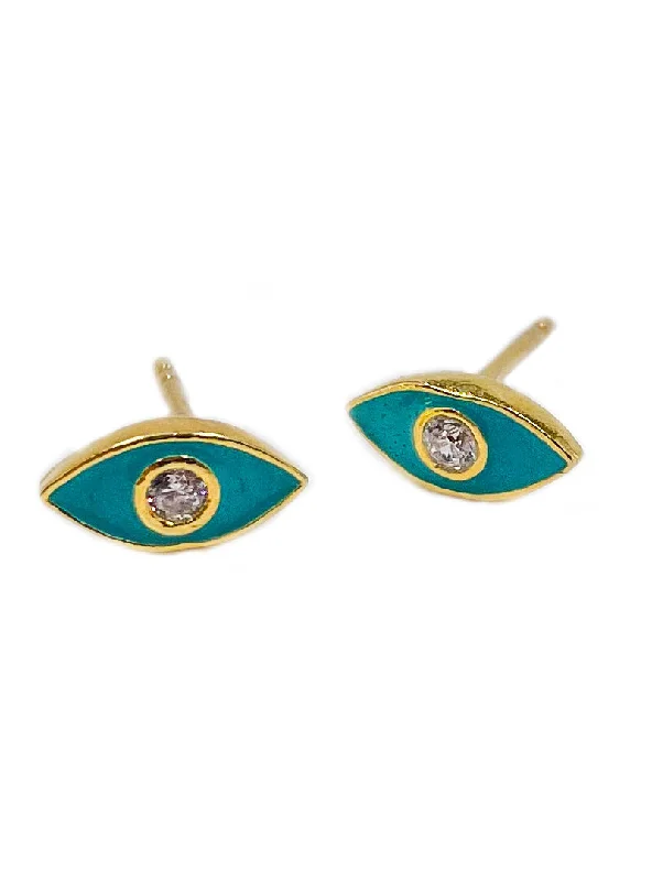 Beaded Drop Earrings for Party -Enamel Eye with CZ accent