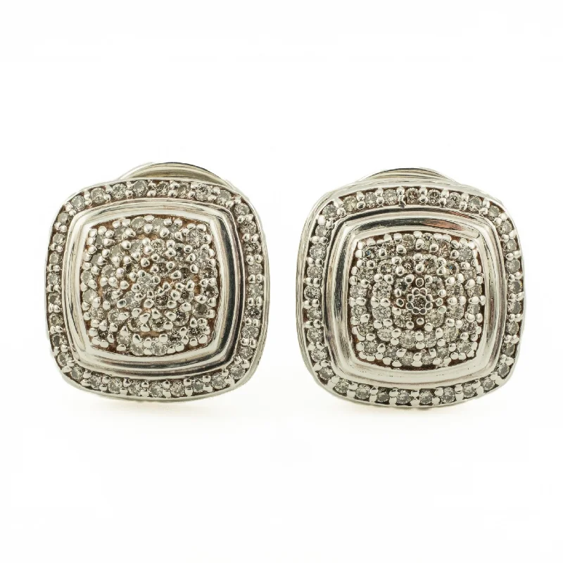 Stud Earrings for Casual Outfit -David Yurman Albion Pave Diamond Stud Earrings in Sterling Silver and 18K Yellow Gold