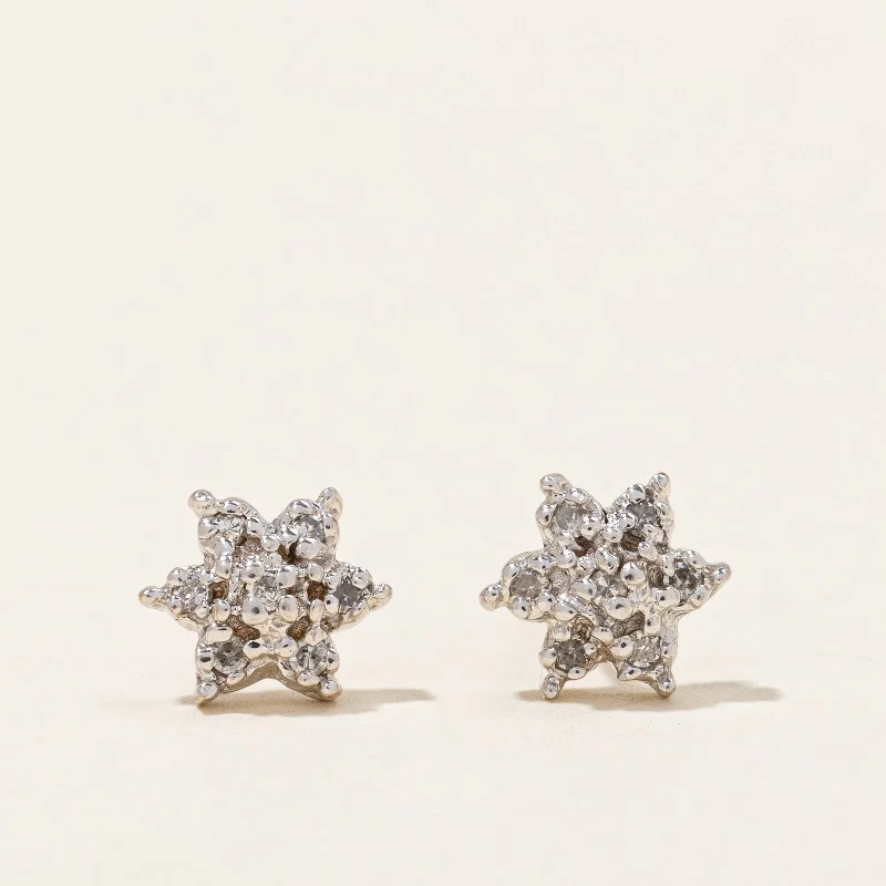 Multi Stud Earrings with Chains -Diamond Star Stud Earrings | 0.07ctw |