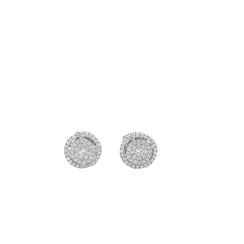 Drop Earrings with Star Motifs -14K GOLD DIAMOND LUNA EARRINGS WITH HALO 0.50 CT