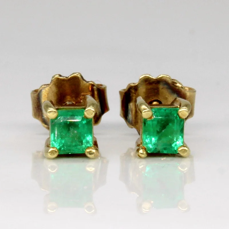 Lead Free Stud Earrings for Health -Emerald Stud Earrings | 0.42ctw |