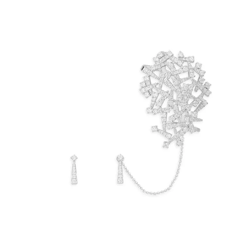 Drop Earrings for Bridesmaids Look -Festival Ear Cuff and Studs with Chain