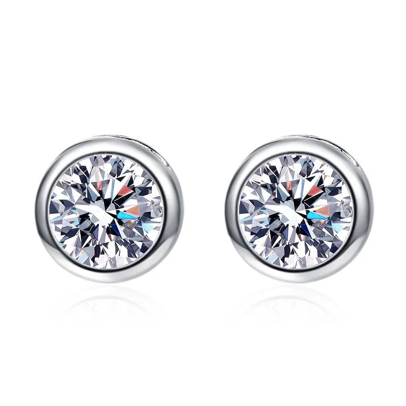 Stud Earrings for Formal Attire -Geometric Round Crossed Moissanite Stud Earrings