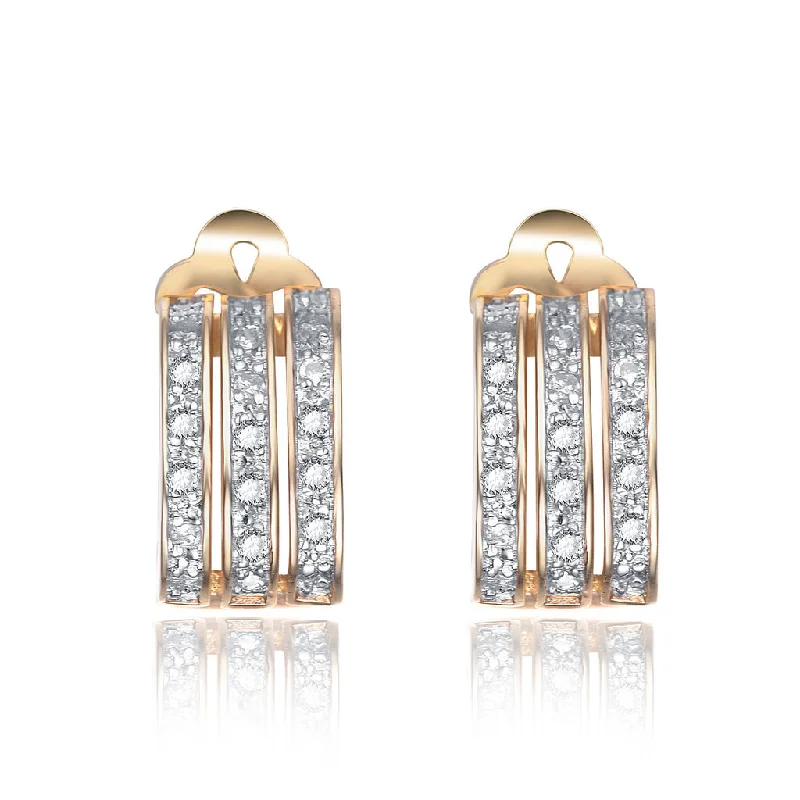 Drop Earrings with Symbolic Elements -Gold-Plated Sterling Silver Earrings with Cubic Zirconia Accents