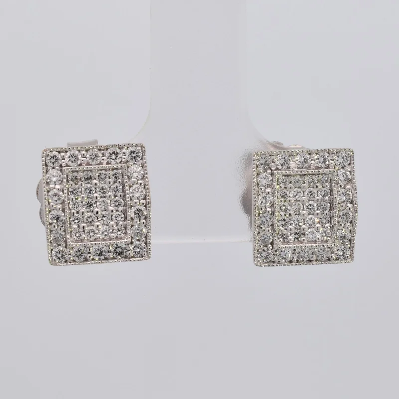 Stud Earrings for Concert Look -Pave Grid Cluster Stud Earrings | 0.50ctw |